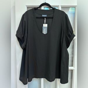 ModCloth Classic Timeless Black Short Sleeve with Bows Blouse Plus Size 4X NWT